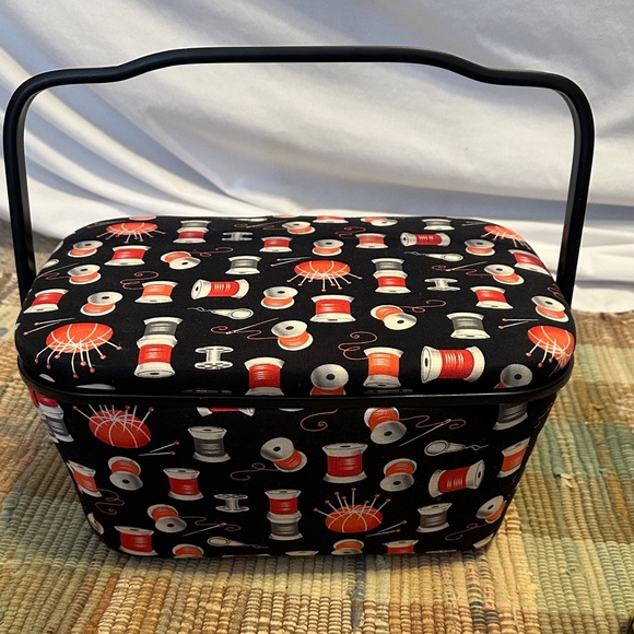Black Sewing Box with Colorful Spool Pattern - Picture 8 of 9